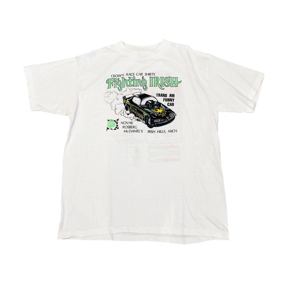 Vintage 70s Anvil Fighting Irish Trans Am Funny Car Racing Tee XL Single Stitch